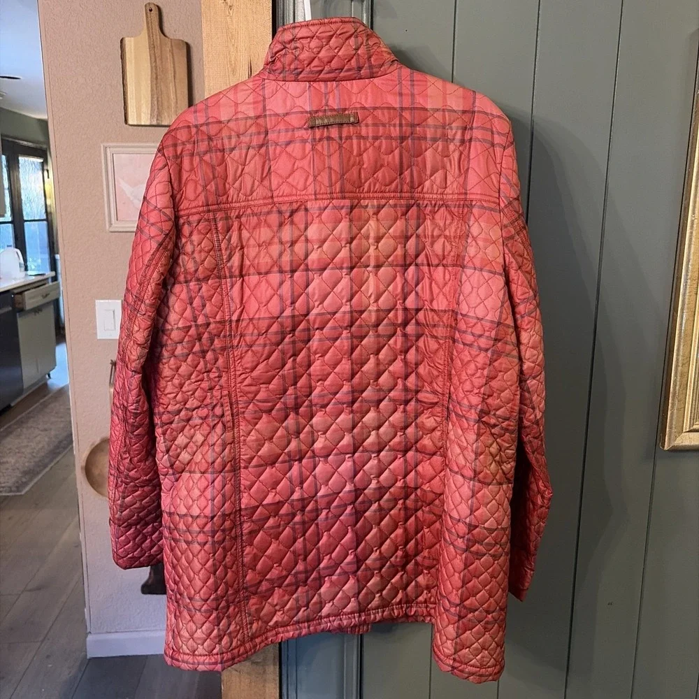 Lands End Women's L Plaid Boxy Cottagecore Primaloft Chore Barn Coat Fall Cozy